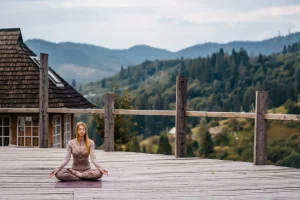 a girl sitting for yoga